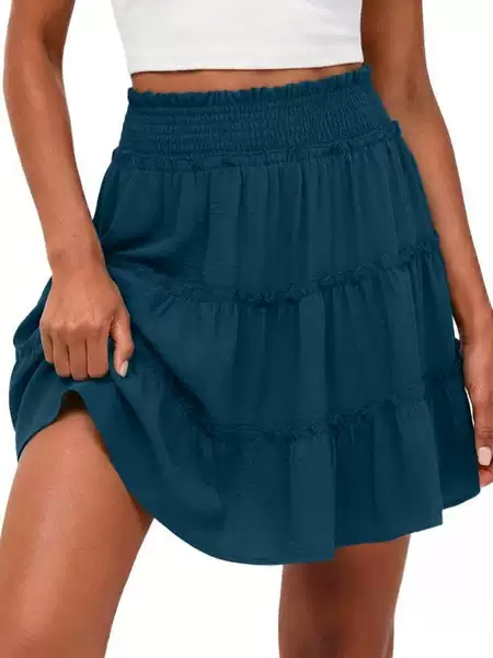 2026 Women's Casual High-Waisted Ruffled Layered Flowing Mini Skirt Shorts