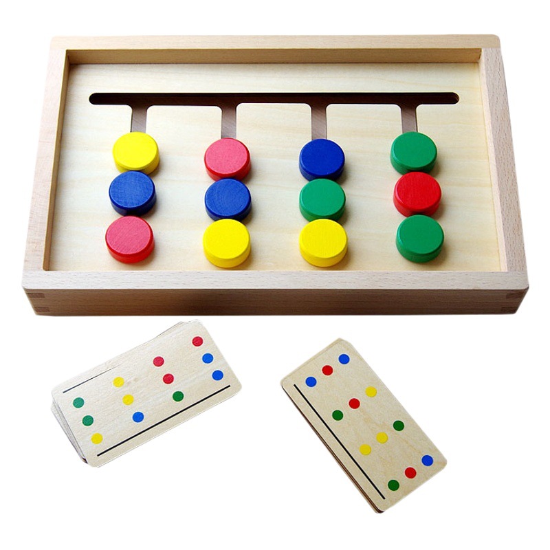 Ayudas para la enseñanza Montessori entrenamiento de concentración de pensamiento lógico juego de color a juego de cuatro colores Juguetes Educativos de jardín de infantes 3 años
