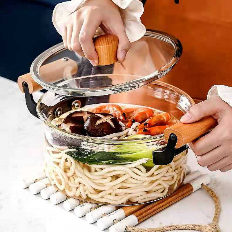 Factory wholesale double -ear glass pot soup pot stewed pot…