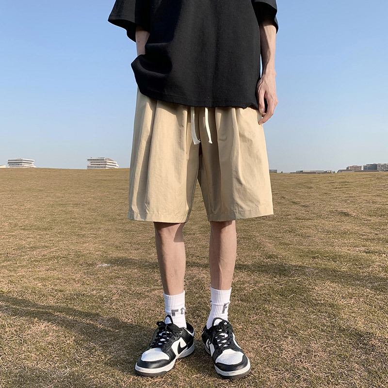 American Style Work Shorts Men's Summer Breathable All-match Loose Casual Pants Trendy Brand Straight Leg Wide-leg Beach Pants