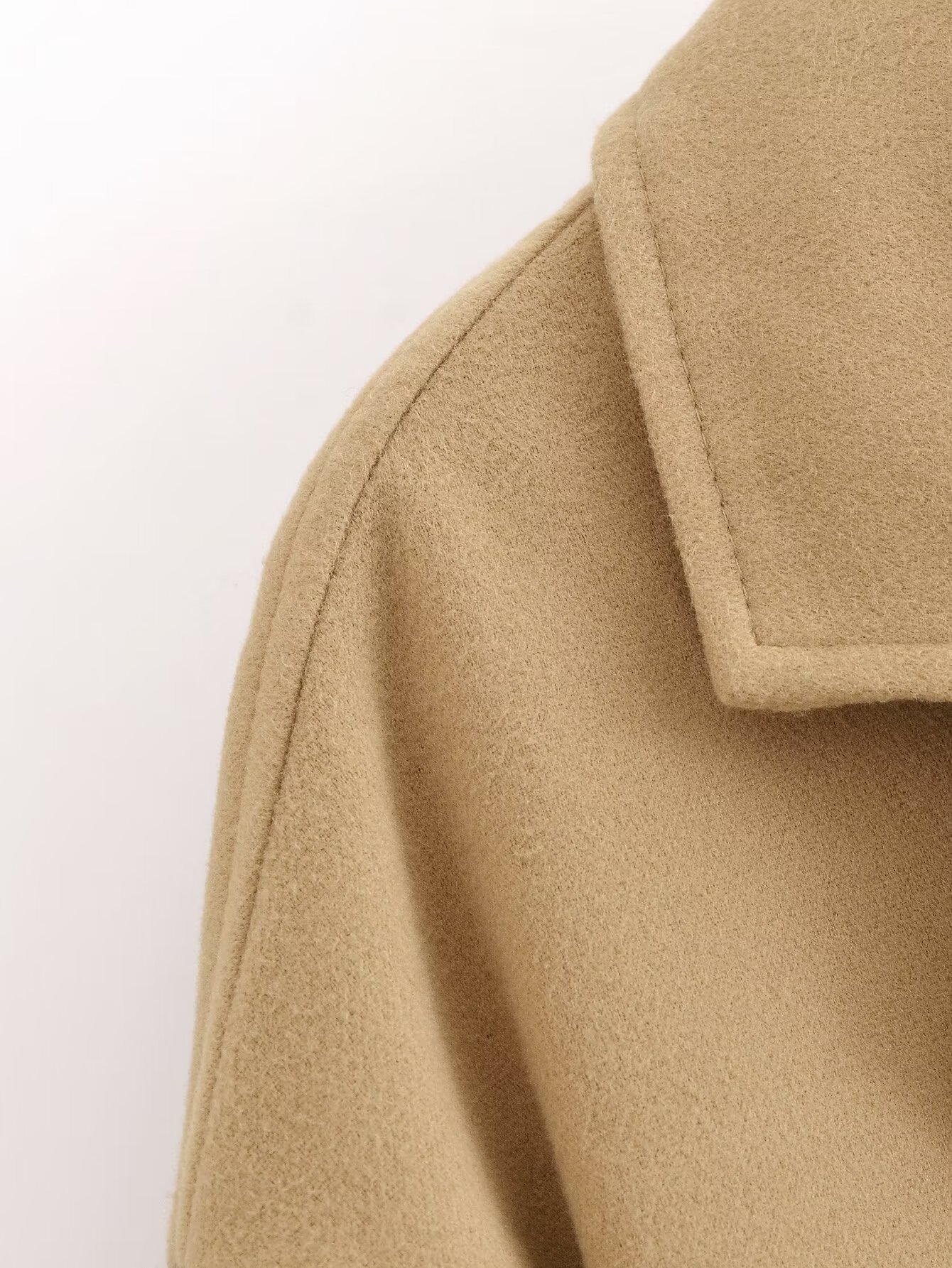 Women's clothing 2024 summer new item camel short scarf woolen coat jacket_voghion.com