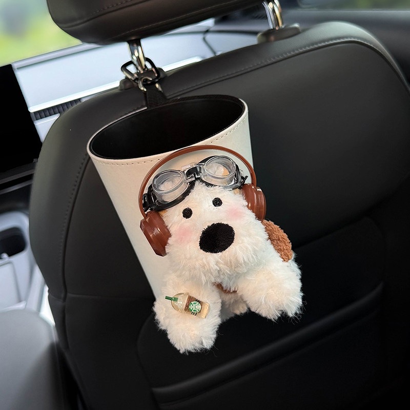 2026 New West Highland Car Trash Bin and Tissue Box 2-in-1 Hanging Car Storage Tissue Bag Cute for Women