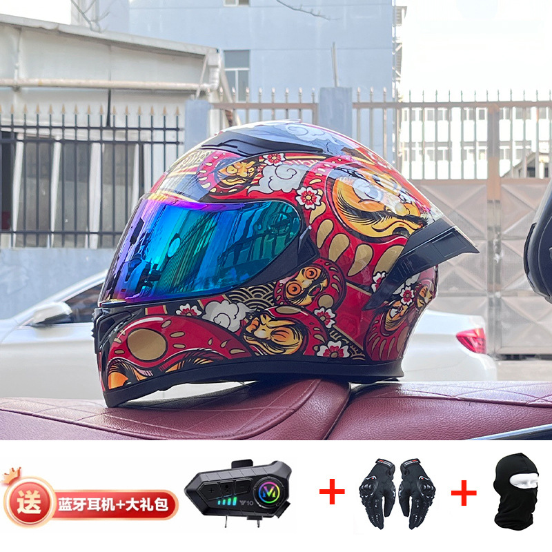 Casco de cola grande de motocicleta Jiekai Casco completo con auriculares Bluetooth Casco de conducción de motocicleta eléctrica de cuatro estaciones para hombre