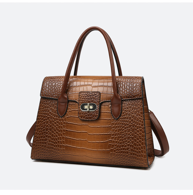 1325g Weight Polyester Lining Material Sewing Thread Fashion Element Zipper Closure Type Double Handle , Sling Strap Strap Type Crossbody Bag Bags Type Casual, Business, Daily Occasion Pu Leather Material Crocodile Pattern All Seasons Season Women's Gender Elegant Style Square Shape Women's Pu Leather Crocodile Elegant Sewing Thread Square Zipper Crossbody Bag 无