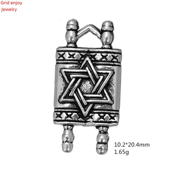 Yiwu small jewelry European Western zinc alloy plating ancient silver double-sided six-pointed star Copper Drum diy alloy pendant
