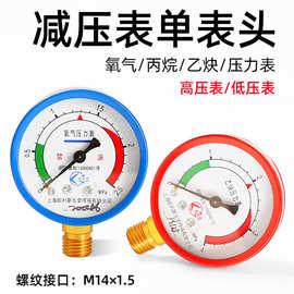 厂价批发氧气乙炔表头高压低压 减压器配件丙烷气压单表压力表头