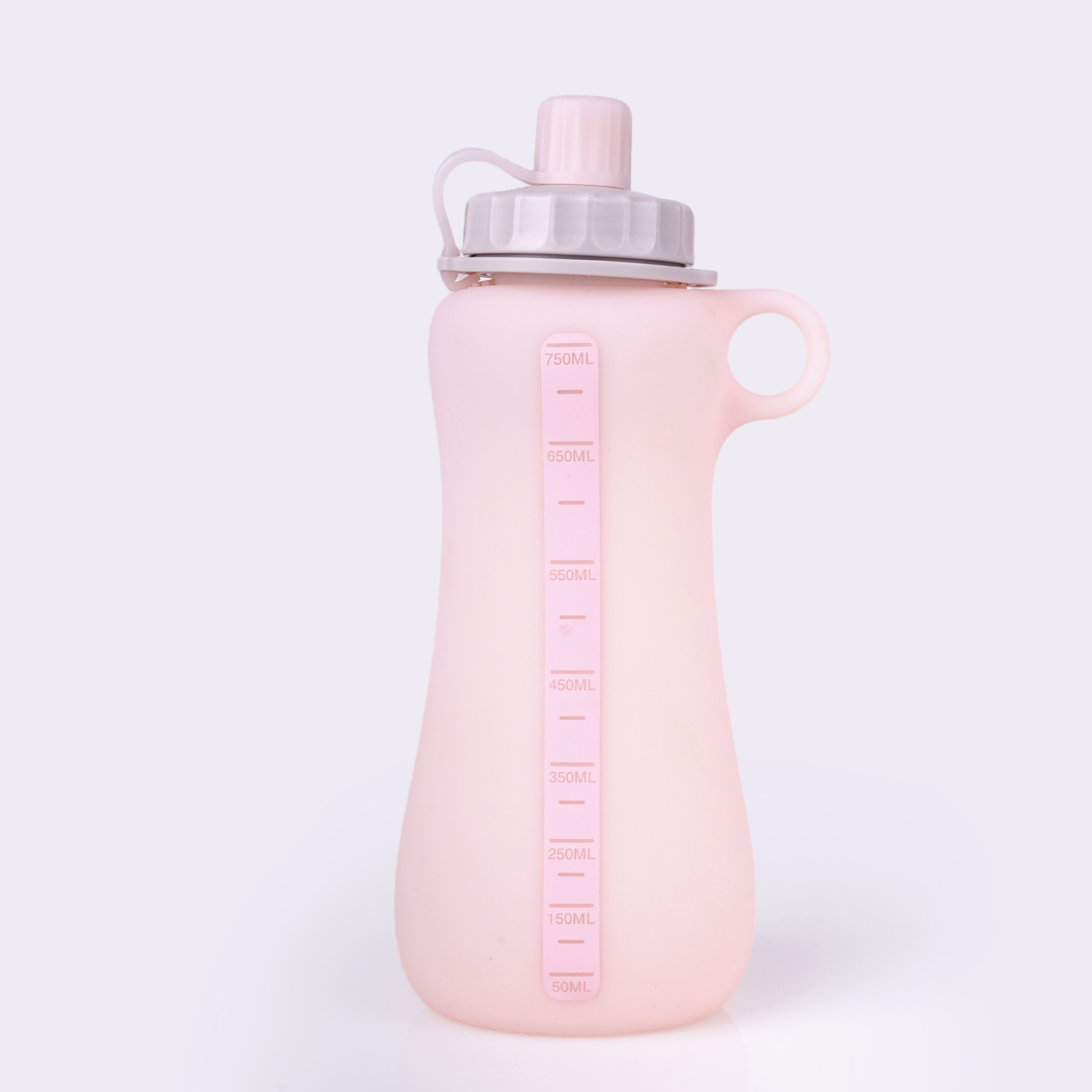 Botella de agua de silicona deportiva al aire libre de gran capacidad de 750ml de montaña de viaje en bicicleta taza de agua recta con botella de almacenamiento de agua de mano