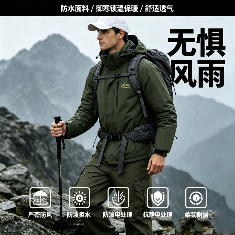 Pelliot Style New Classic 2.0 Fleece-Lined Thickened Windproof Waterproof Warm Jacket Men's Mountaineering Clothing