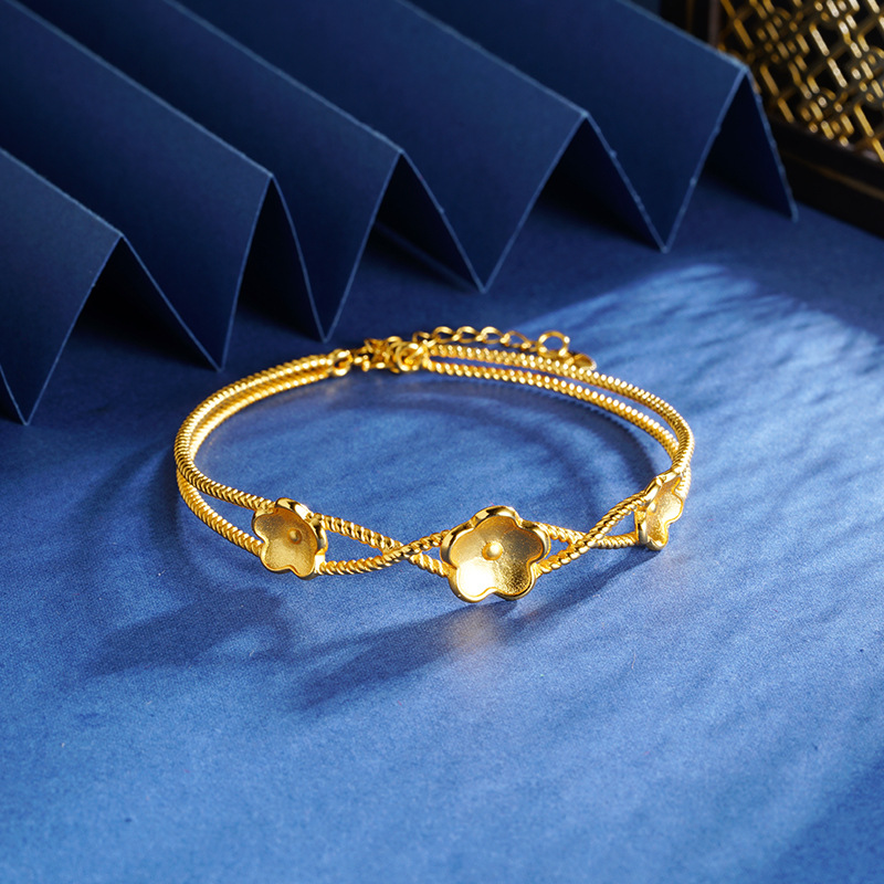 Flores de melocotón de oro Gufasha pulsera simple lujosa dama de alto nivel nicho no se desvanecerá joyas al por mayor