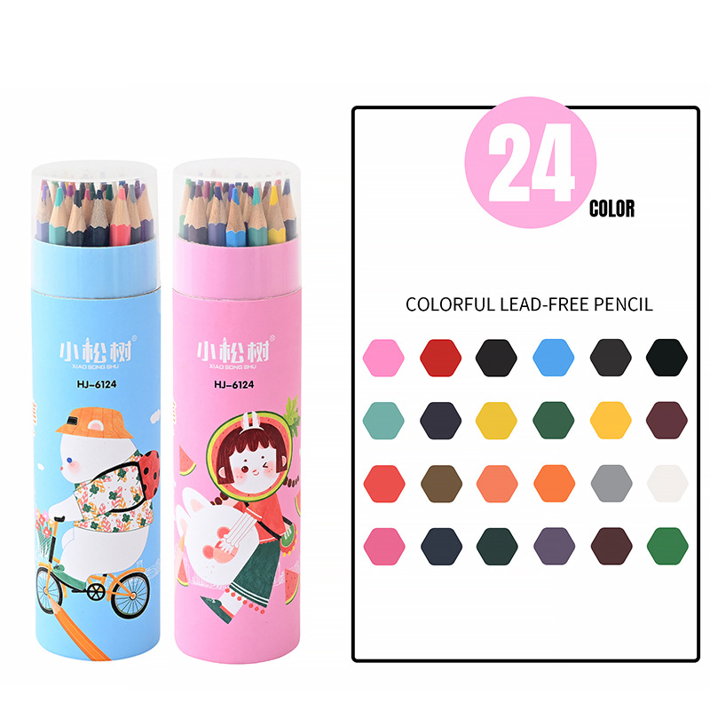 Los niños dibujan un conjunto de lápiz de color de barril multicolor para dibujos de dibujos animados lindos aceites de plomo de color image 9