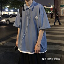 男士polo衫2021夏季新款休闲男装翻领短袖t恤百搭宽松帅气港批发