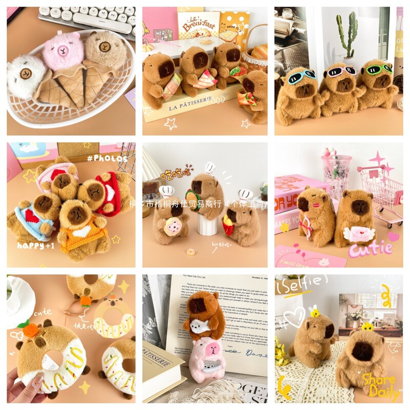 Cute Cartoon Capybara Series Plush Pendant Guinea Pig Doll Capybara Children's Holiday Gift Wholesale