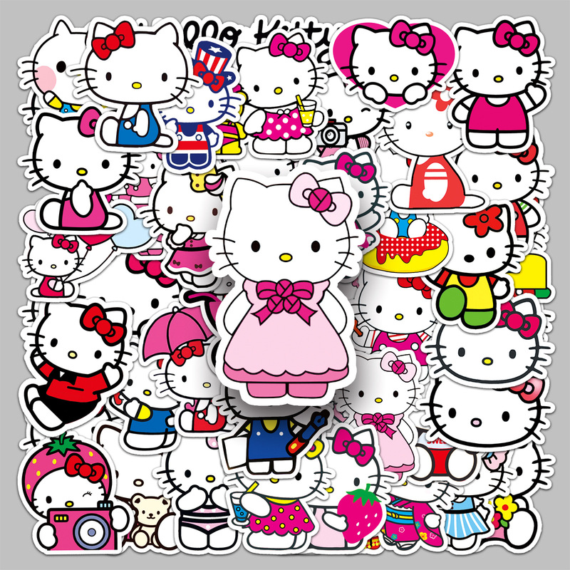 50 non-repeating KT cat cute cat graffiti cartoon animal mobile phone water cup flat suitcase waterproof sticker