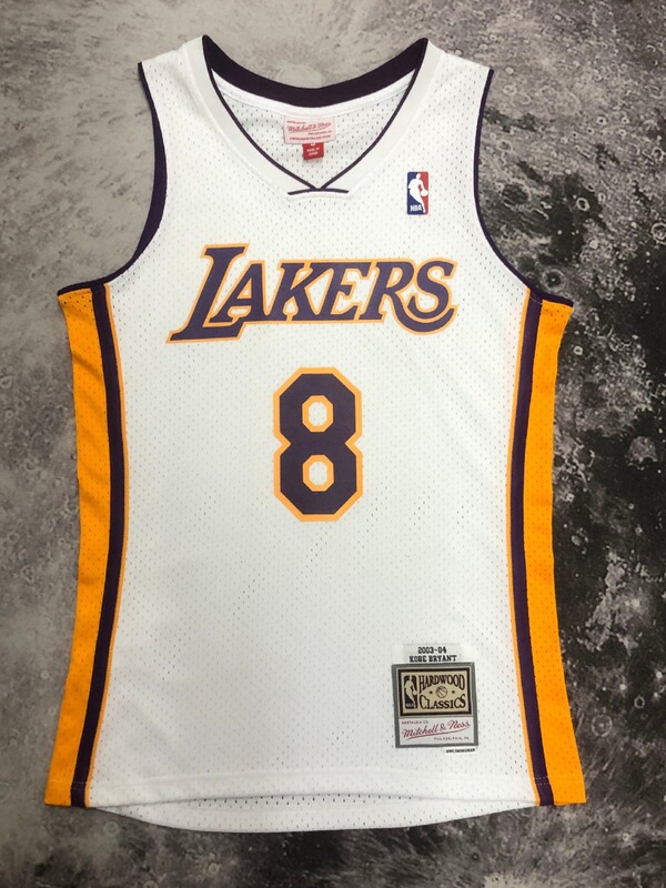 Mn Hot-Pressed Retro Jersey Sw Lakers 03/04 Season V Neck White No. 8 No. 24 Kobe Nba Jersey