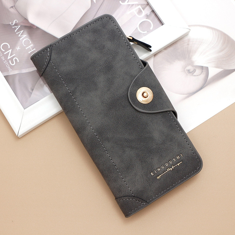Korean-style Frosted Men's Long Wallet Side Zipper Hinge Clutch Bag ID Bag Multi-card U.S. Dollar Magnetic Buckle Bag