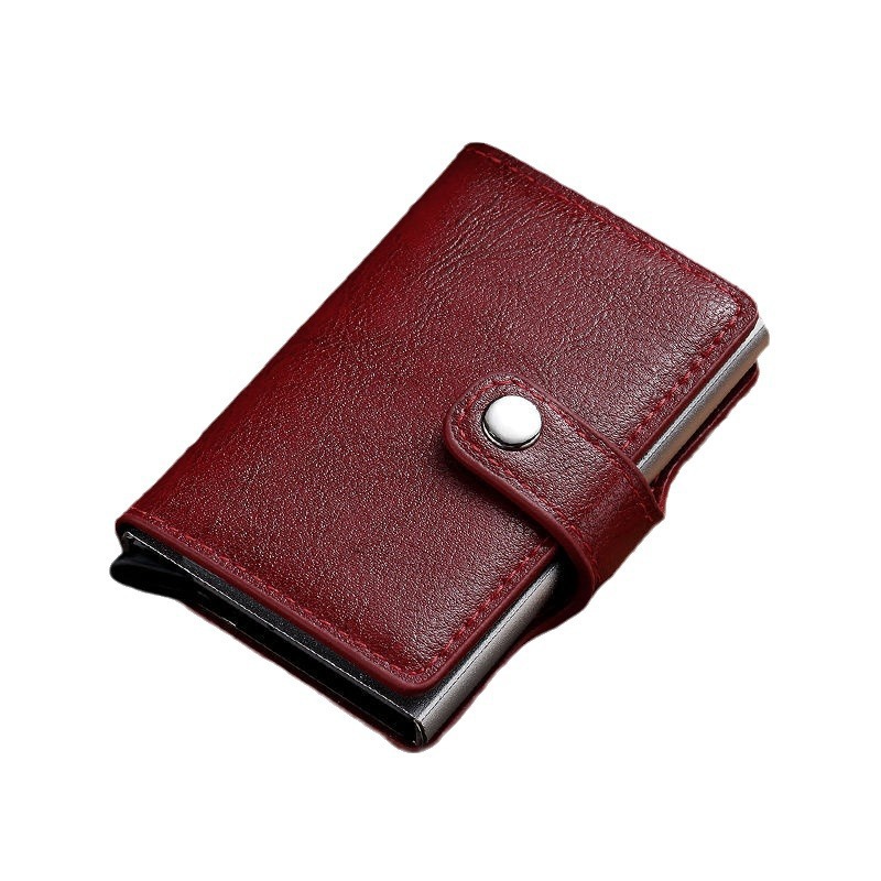 Bolsa de tarjetas de hombre tarjeta de crédito metálica automática pop-up simple portátil anti-robo RFID billetera de aleación de aluminio