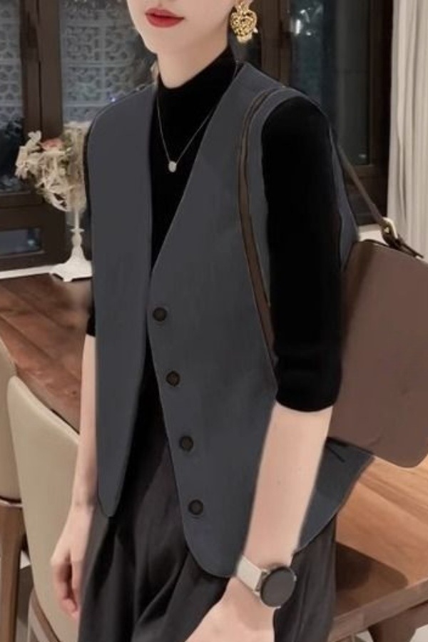 Sleeveless French-Style Vest for Women, 2025 Spring/Summer New Fashion Outerwear Top