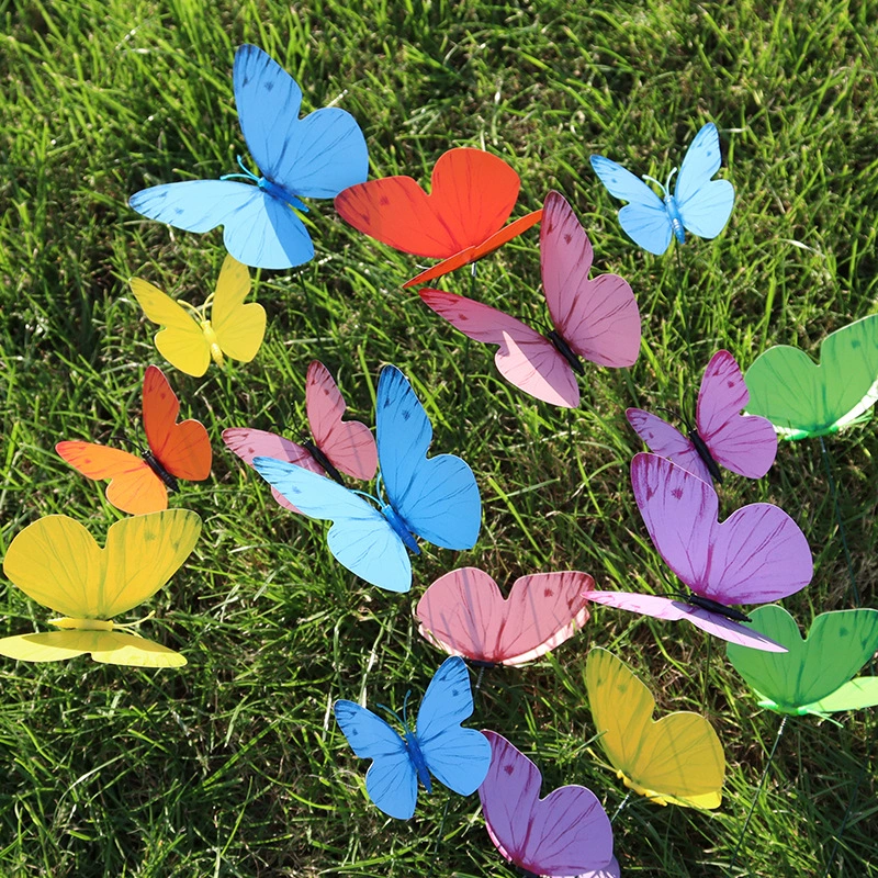 Монохромный 8cm/12cm имитация бабочки вставка пвх водонепроницаемый открытый сад декоративный вставка 3D стерео бабочка