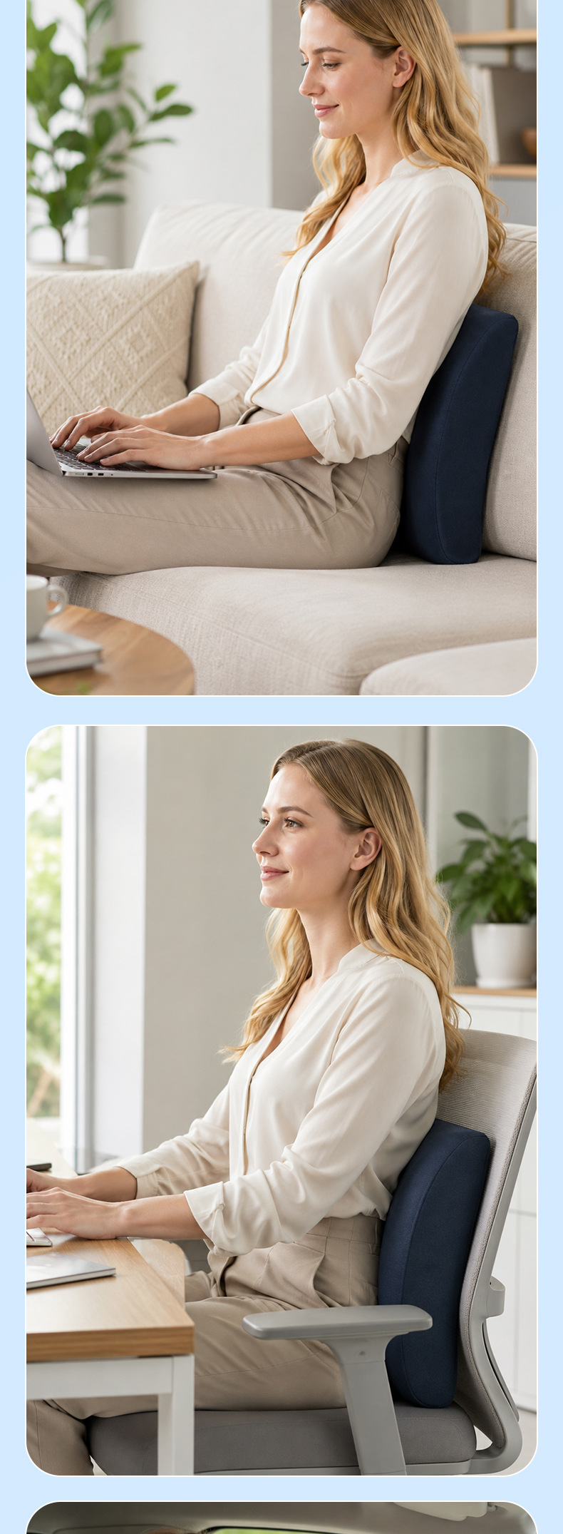 Gel lumbar support cushion for office, waist support pillow, back support for long-term sitting, lumbar pillow, backrest support cushion