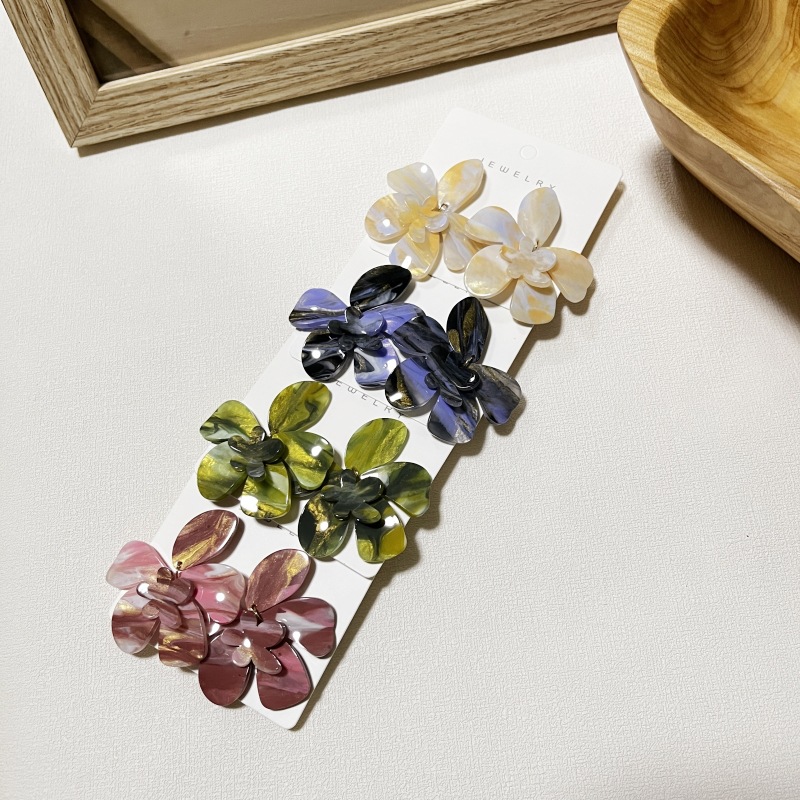 1 Pair Quantity 1 Pair Exaggerated Sweet Flower Stoving Varnish Acetic Acid Sheets Ear Studs
