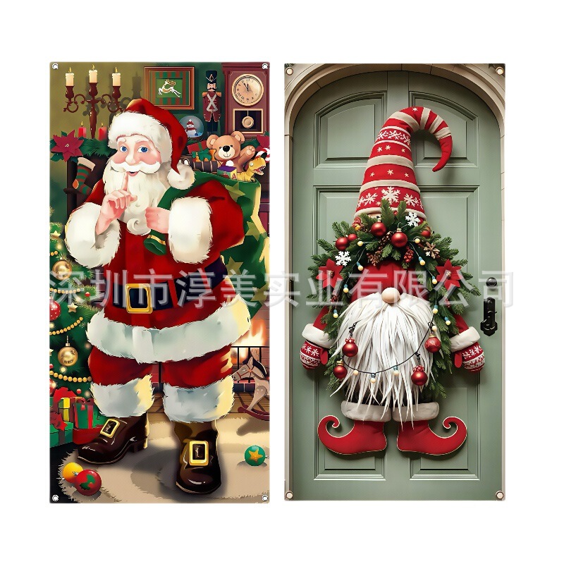 180*90cm クリスマスドアフラッグ 2025年 海外販売向け 新作 人気 クリスマスドアカーテン ハンギングフラッグ 写真から製作可能|undefined