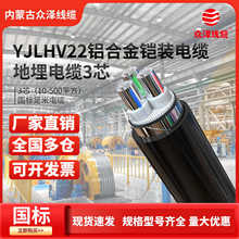 众泽线缆YJLHV22国标铝合金铠装地埋电缆3芯10-500平方工程电线