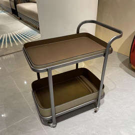 A6L轻奢马鞍皮移动沙发边几小推车茶几客厅家用角几床头柜带轮置
