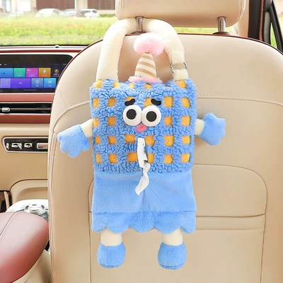 Car tissue box/set — Decoration - by-hand-carrying-style-blue-checkered-hooded-tissue-box