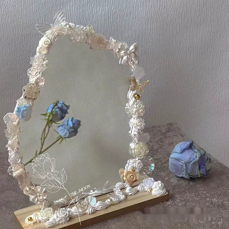 Акриловое кремовое настольное зеркало, набор DIY для спальни студента с камелиями, 0,2 кг