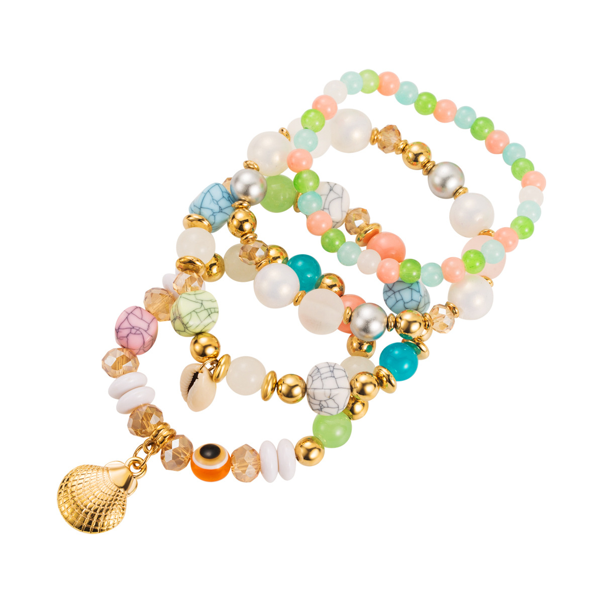 60g Weight Alloy Pendant Material Bracelets Classification Beaded Chain Material Beaded Chain Chain Type 1 Set Quantity Holiday, Daily Occasion Beaded, Alloy, Shell Material Geometric Pattern All Seasons Season Women's Gender Vacation Style Vacation Geometric Beaded Alloy Shell Beaded Chain Beaded Bracelets Wholesale 8