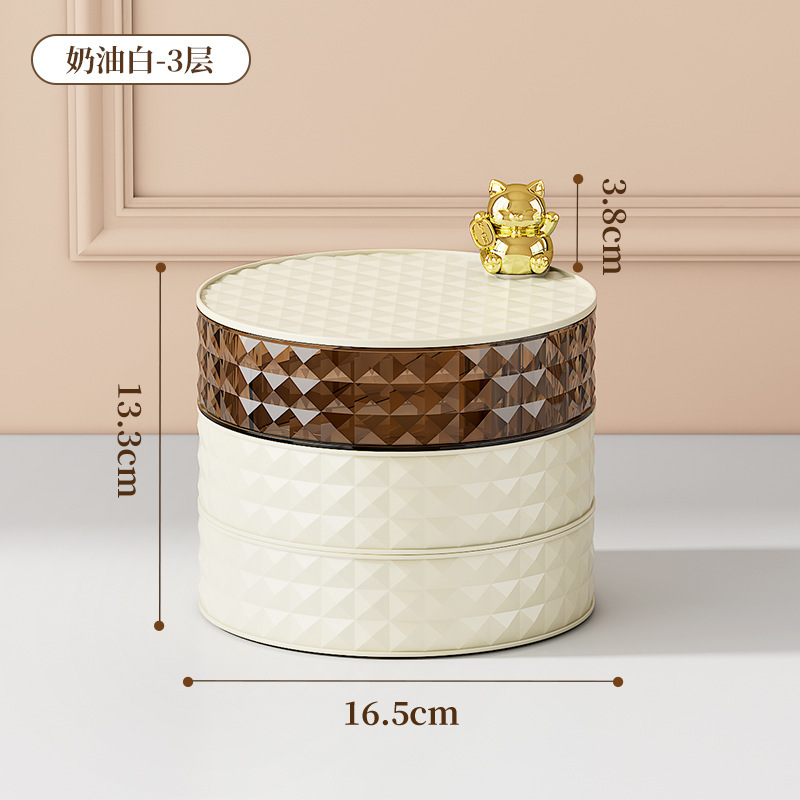 Placa de lujo ligera para el hogar sala de estar joyería caja de lápiz labial caja de almacenamiento cosméticos almacenamiento placas de almacenamiento giratorias