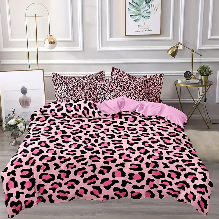TEMU / JIT Fashion Leopard Pattern 3D Digital Printed Colchón Colchón Kit de cama