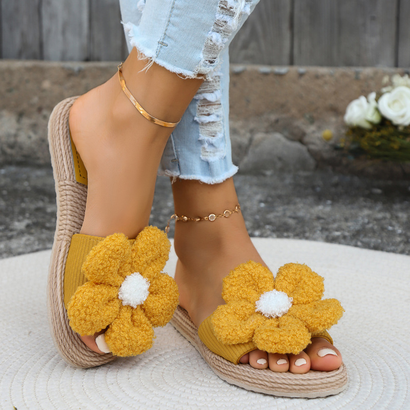 Women's Casual Vacation Floral Open Toe Slides Slippers display picture 5