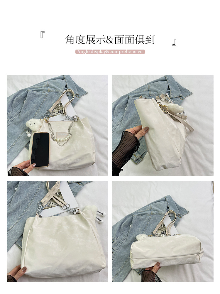 Large-capacity work commuting bag for women, new autumn 2024, versatile and fashionable beaded chain single-shoulder bag tote bag undefined
