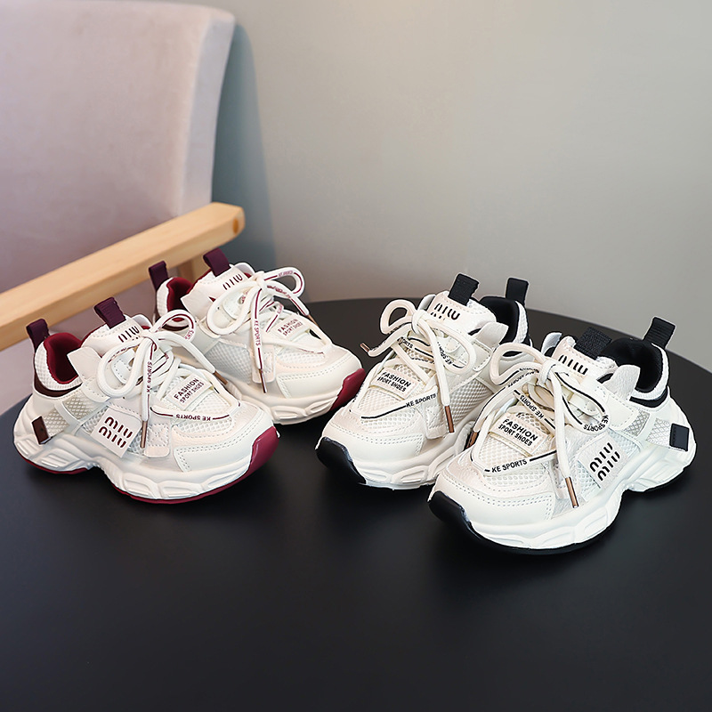 2025步一春夏新款男女童鞋软底学步鞋中大童镂空单网老爹鞋运动鞋