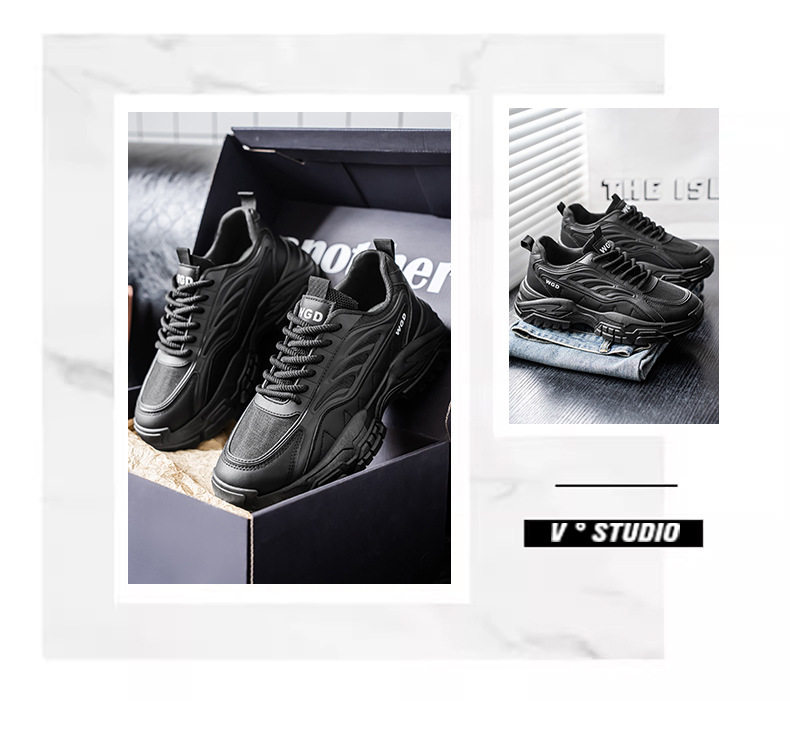Giày thể thao nam đế dày kiểu sneaker lưới thoáng khí, buộc dây, gót thấp 1–3 cm — Bánh bao gạo W5033, W5033 màu đen, W5033 trắng xanh lục chi tiết 18