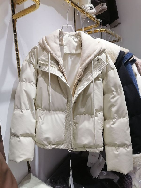 韩版外贸原创羽绒棉服女PU防水2025新款棉衣假两件连帽外套女加厚|undefined