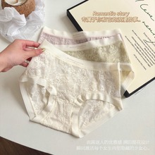 法式浪漫~提花蕾丝内裤女士浪漫繁花网纱透明性感甜欲女生三角裤
