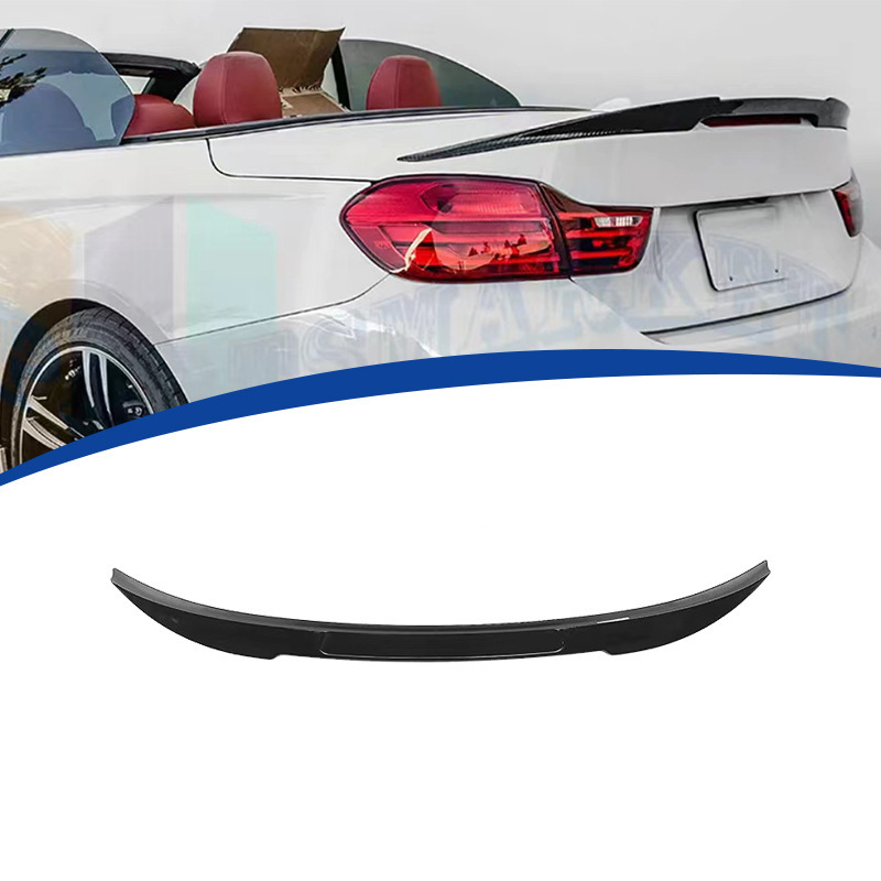 Suitable for 13-19 Models of 4 Series 2-Door Soft-Top F33 Convertible Cars, M4 Style Rear Wing, Abs Material, Blow-Molded, Glossy Black Suitable for 13-19 Models of 4 Series 2-Door Soft-Top F33 Convertible Cars, M4 Style Rear Wing, Abs Material, Blow-Molded, Glossy Black