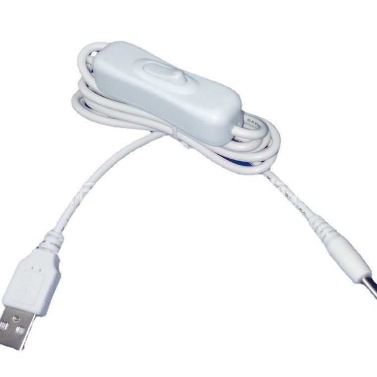 白色USB开关线 USB转DC3.5 LED灯电源线 带304开关DC线创意灯全铜