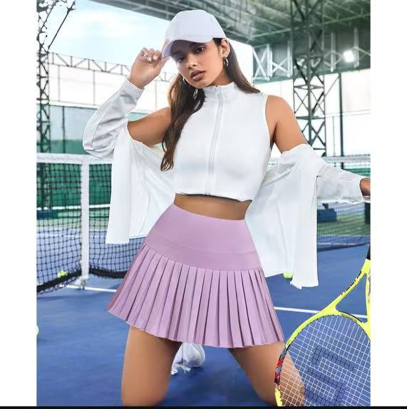 Summer Fashion Pleated Anti-Exposure High-Waisted Short Skirt Fitness Sports Running Training Breathable Yoga Tennis Skirt