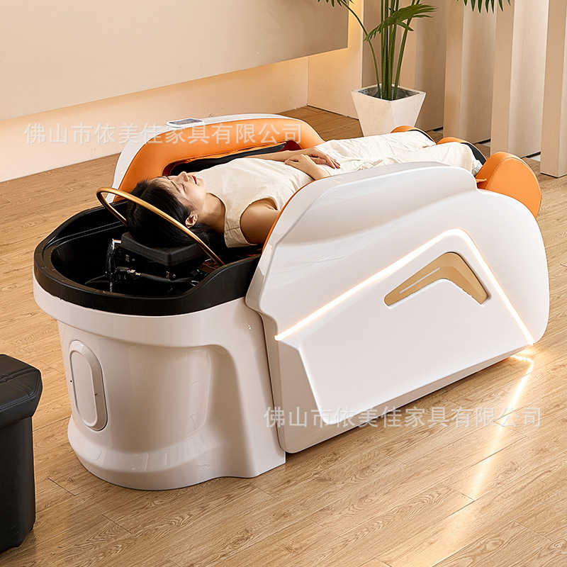 Cama de terapia de cabeza masaje eléctrico inteligente lavabo de cabello salón de belleza fumigación cuerpo entero salón de cabello champú corte de cabello circulación de agua a temperatura constante