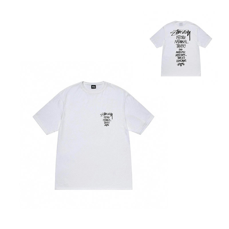 国境を越えた卸売りstyスチュアート黒8クラシック24ss半袖純綿夏ゆるいtシャツ男女同金|undefined