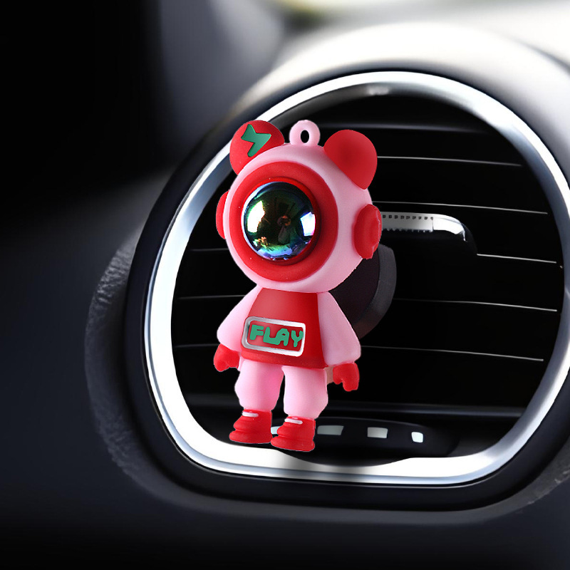 [Vehículo transfronterizo] salida de aire del automóvil hoja de aroma perfume de automóvil aire acondicionado decoración interior de dibujos animados oso relámpago