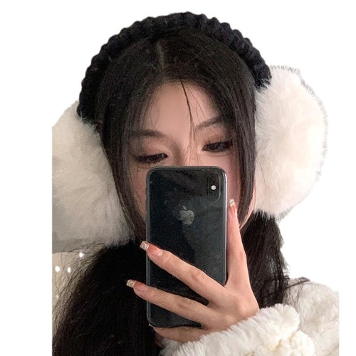 Headphone Girl Winter Cycling Anti-Cold Ear Muffs Fuzzy Cute Student Ear Cover Warm Windproof Ear Protection Ear Bag