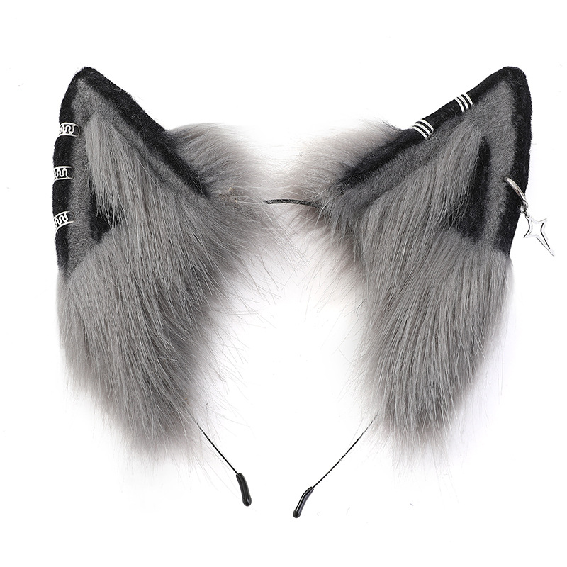 Lolita gótico vampiro rojo Lobo oreja venda cos apoyos oscuro pelo banda tocado horquilla negro oscuro