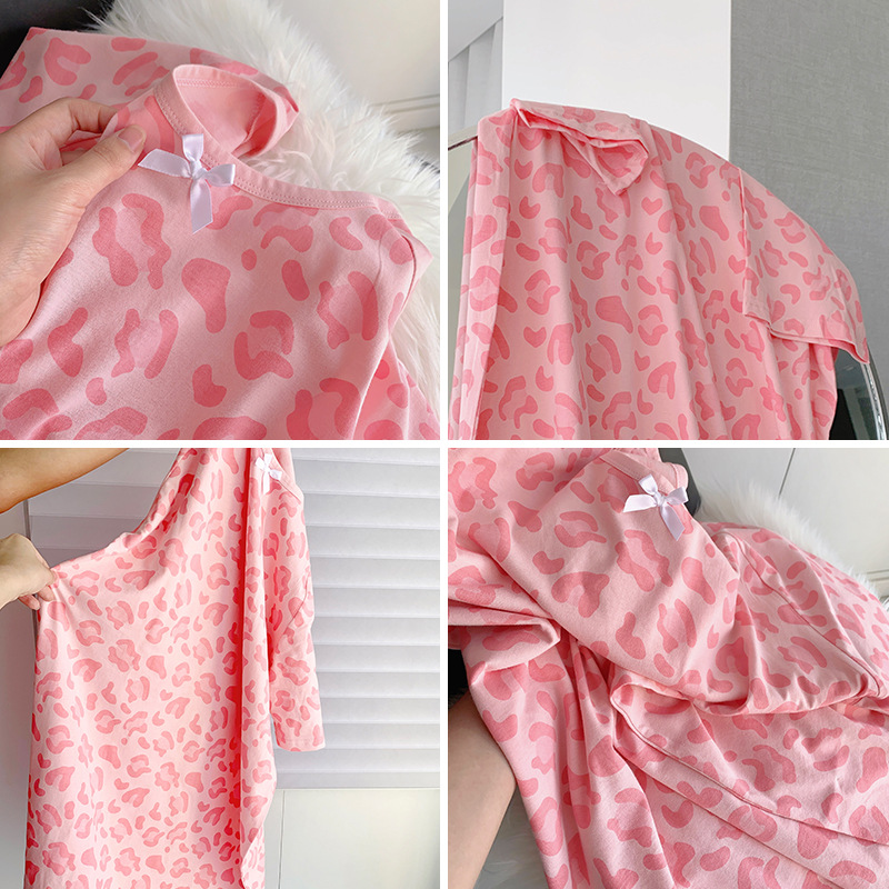 Vestido de ropa de padre-niño 2023 nuevo bebé niñas pijamas de verano falda niños verano estilo coreano leopardo impresión ropa de mujer