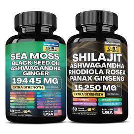 跨境海苔胶囊喜来芝胶囊组合装 Seamoss and Shilajit Capsules