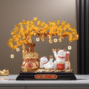Money Tree Lucky Cat Ornaments Opening Gifts Front Desk Cashier Living Room Decorations Moving House Decoration Gifts