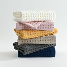 厂家批发品牌同款纯棉A类简约吸水华夫格成人毛巾纱布蜂窝面巾